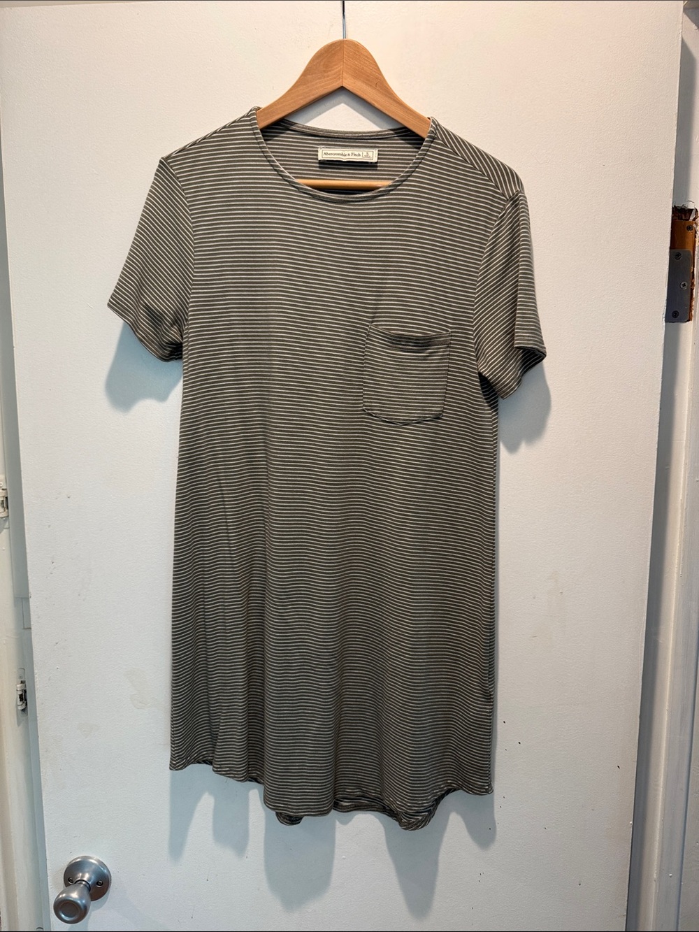 Abercrombie & Fitch Olive and Gray Striped Pocket Mini Dress